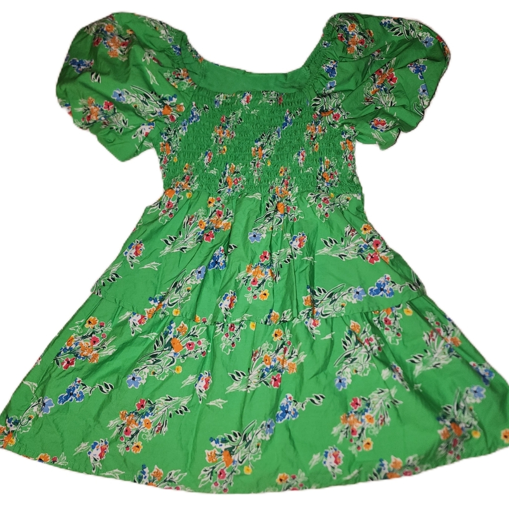 Cat & Jack Green Smocked Floral Dress - Picture 3 of 3